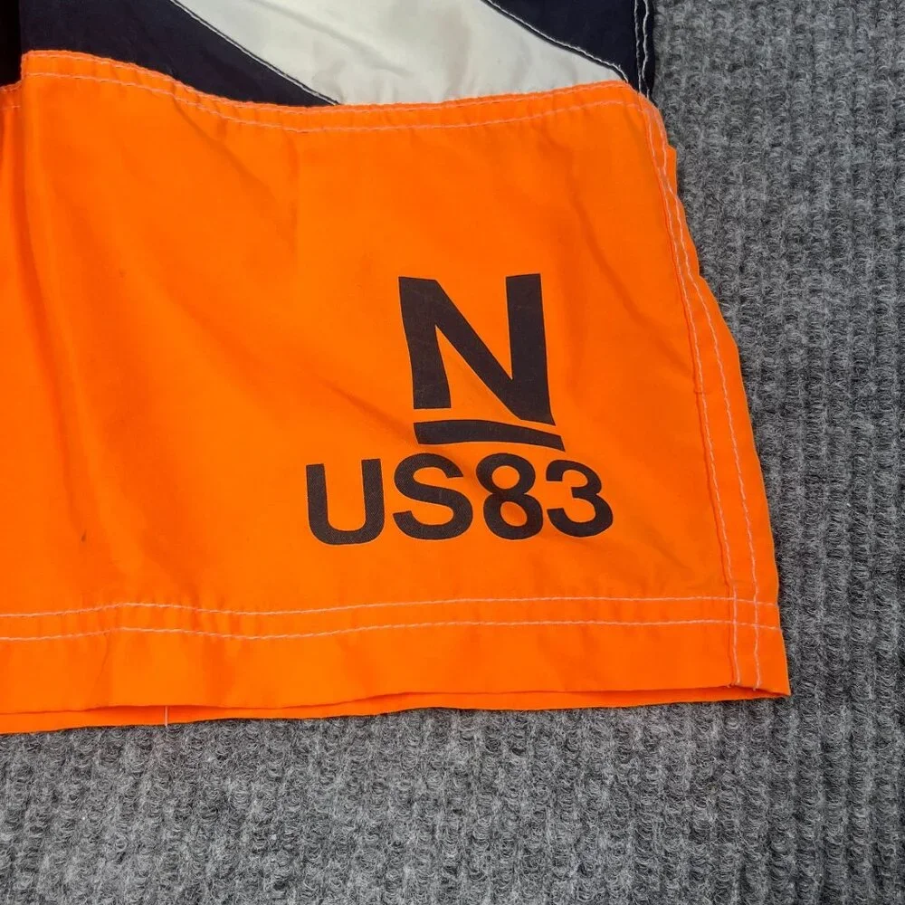 Nautica Boy Swim Trunks Shorts M (10/12) Orange Black US83 Colorblock Mesh Lined